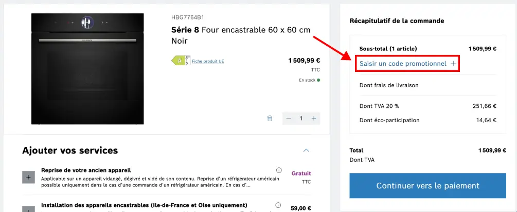 Tutoriel code promo Bosch Home