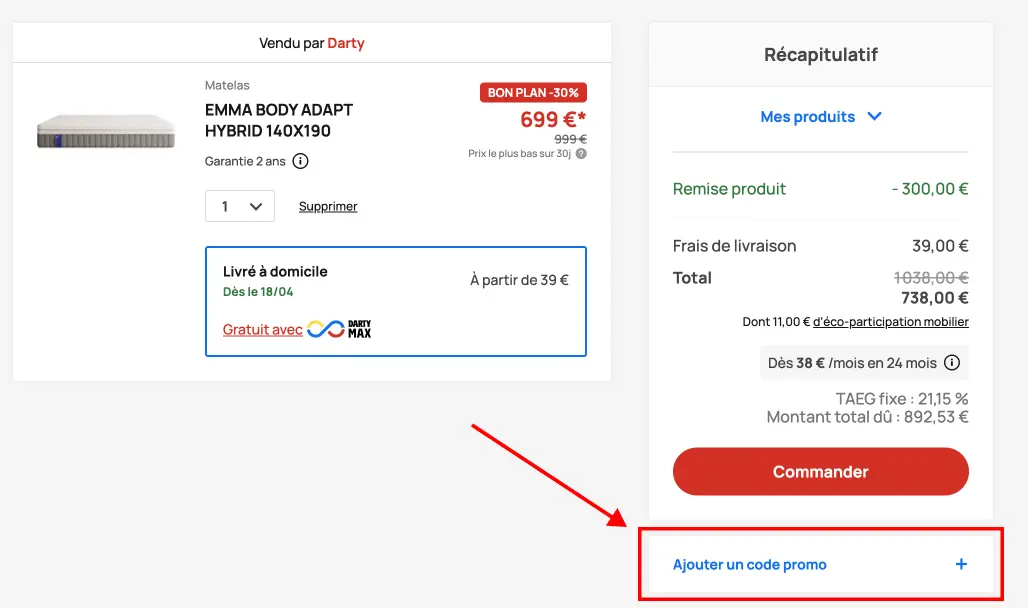 Tutoriel code promo Darty
