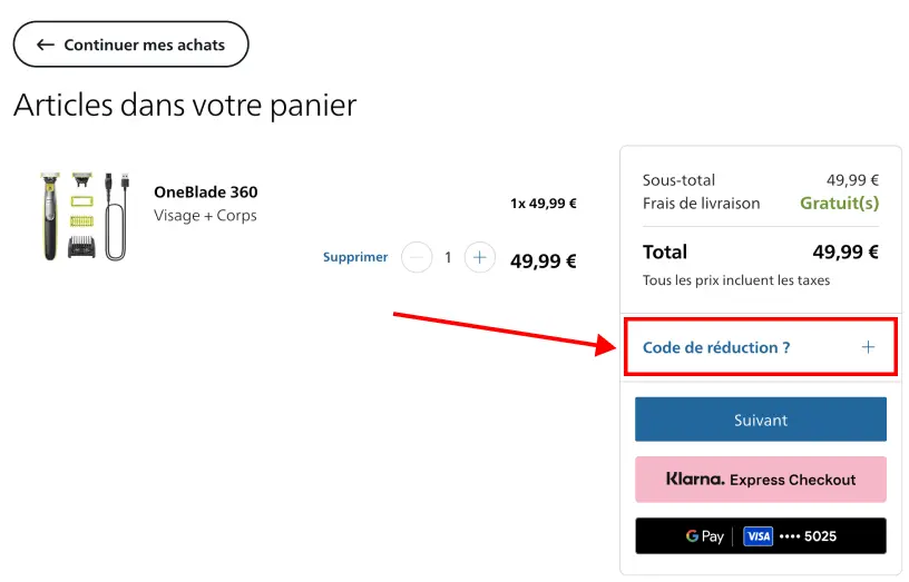 Tutoriel code promo Philips