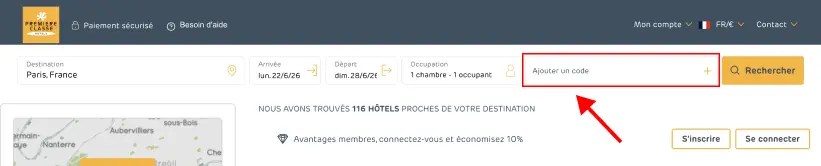 Tutoriel code promo Première Classe