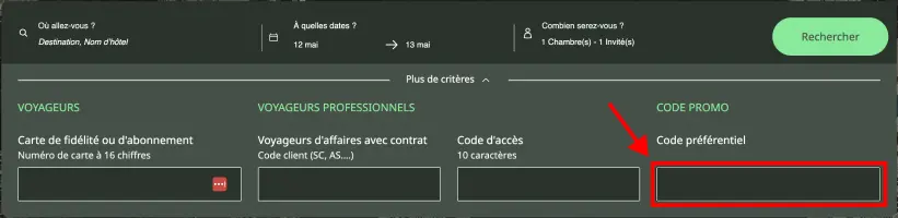 Tutoriel code promo Pullman