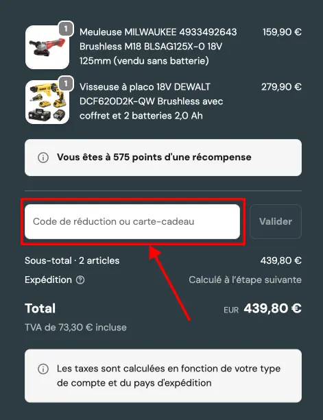 Tutoriel code promo Racetools