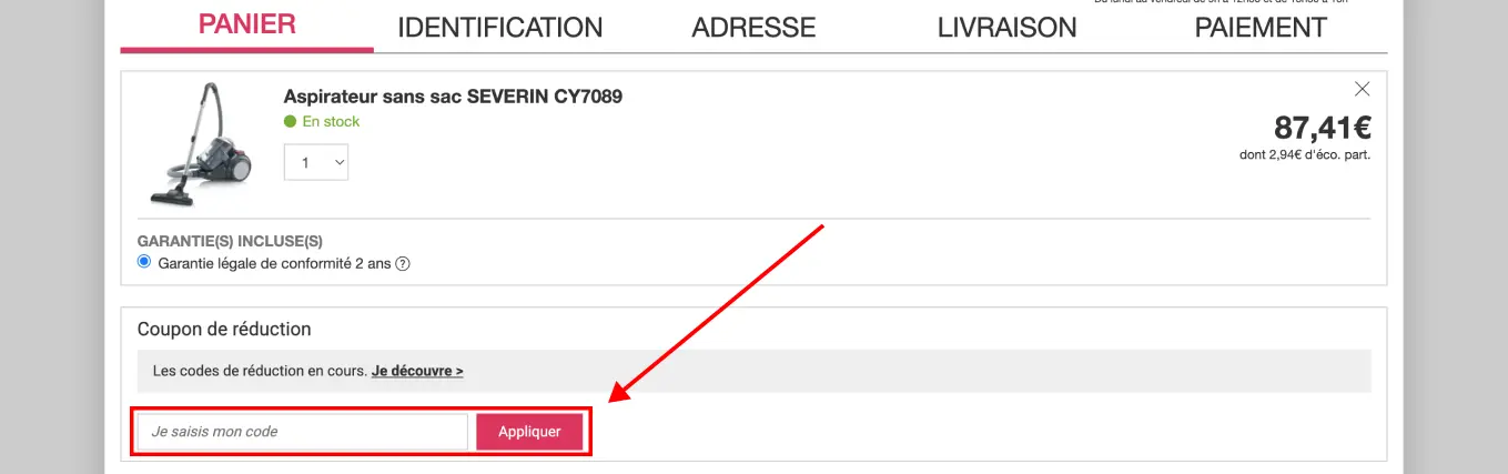Tutoriel code promo Villatech