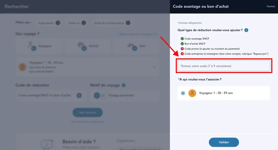 Tutoriel code promo SNCF Connect