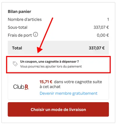 Tutoriel code promo Rakuten