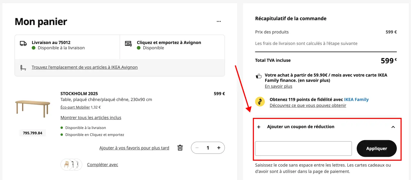 Tutoriel code promo Ikea