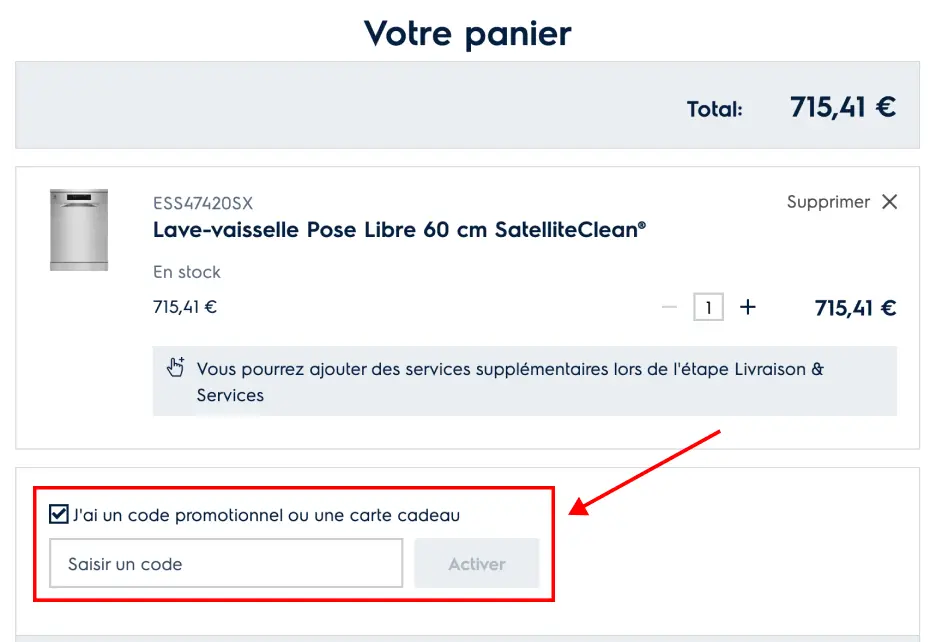 Tutoriel code promo Electrolux