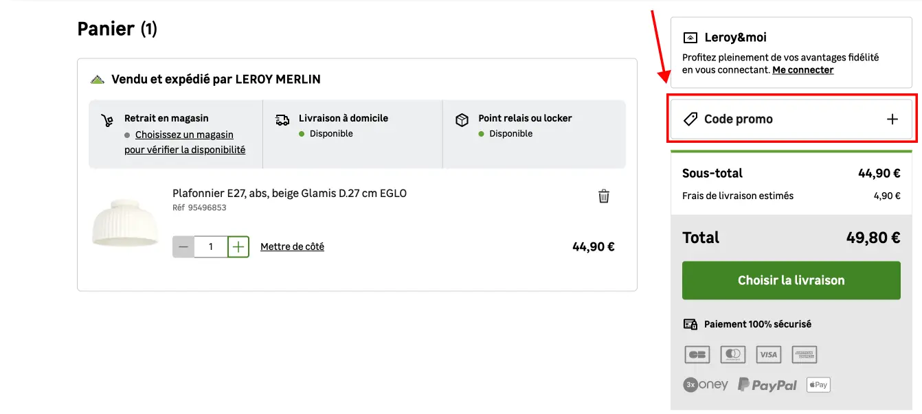 Tutoriel code promo Leroy Merlin