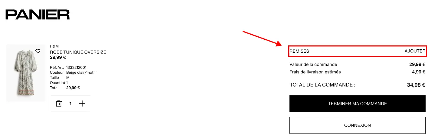 Tutoriel code promo H&M