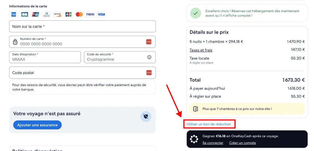 Tutoriel code promo Expedia