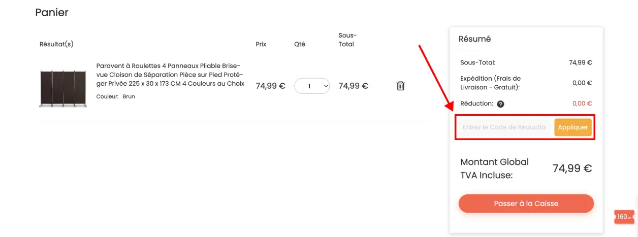 Tutoriel code promo Costway