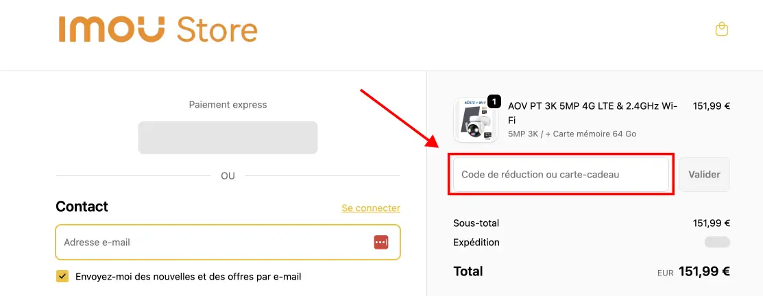 Tutoriel code promo IMOU