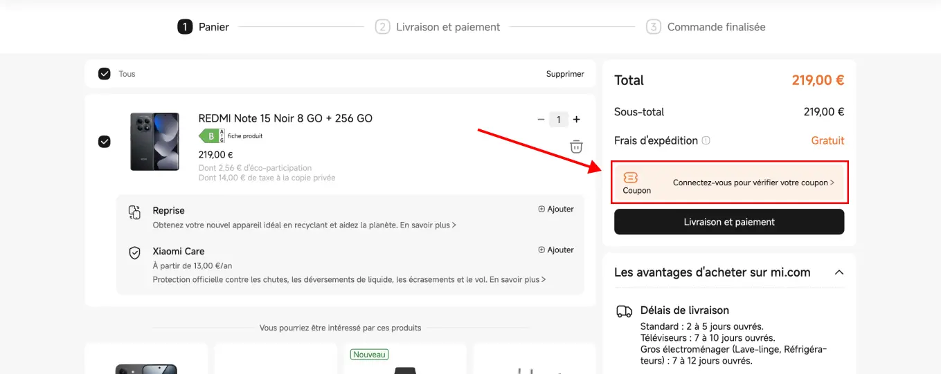 Tutoriel code promo Xiaomi