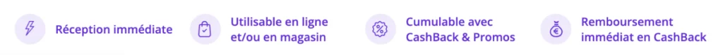 Screenshot eBuyClub sur l'utilisation de bons d'achat.