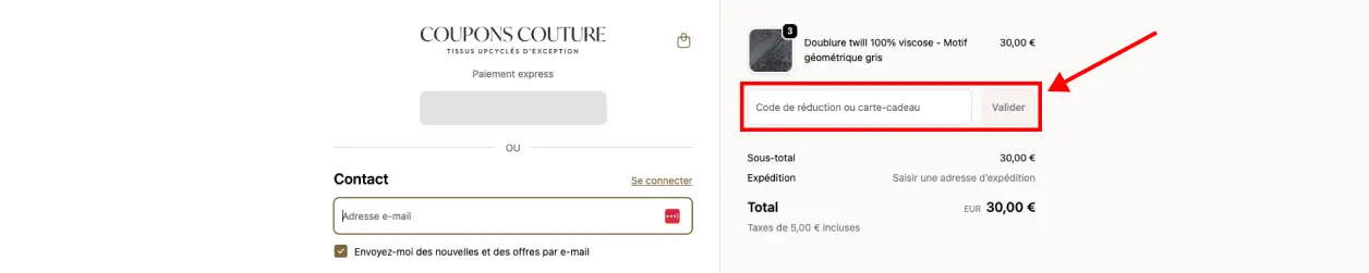 Tutoriel code promo Coupons Couture